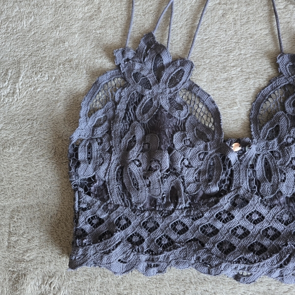 Free People Adella Bralette Charcoal Size Large - Picture 5 of 12